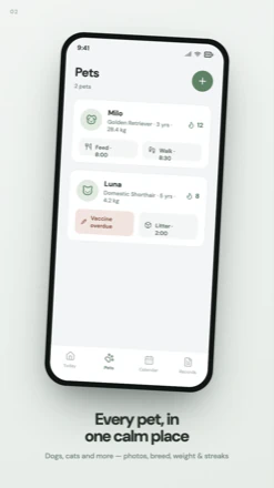 Nuzzle pet health timeline screen